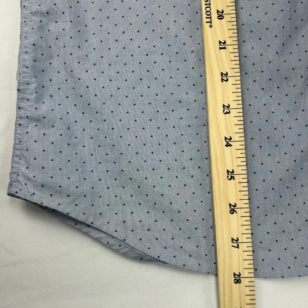 Banana Republic Mens Slim Flex Fit Tech Stretch Cotton Polka Dot Shirt Blue M
